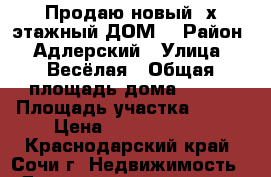 Продаю новый 3х этажный ДОМ  › Район ­ Адлерский › Улица ­ Весёлая › Общая площадь дома ­ 250 › Площадь участка ­ 200 › Цена ­ 15 500 000 - Краснодарский край, Сочи г. Недвижимость » Дома, коттеджи, дачи продажа   . Краснодарский край,Сочи г.